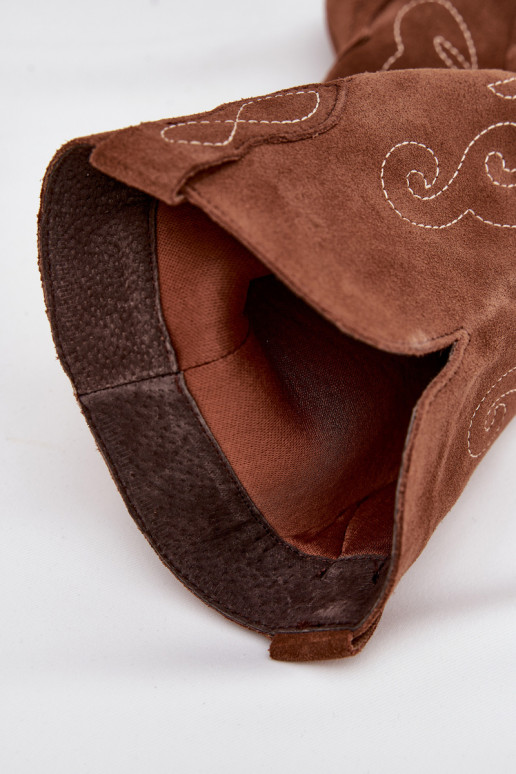 zo semišu čižmy kovbojský štýl Dámske s podpätkami Hnedá farba Karira