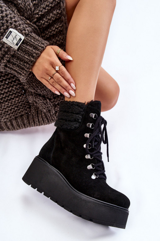 Dámske Semišové topánky Zapnuté INedge čierna Lemar Meniko