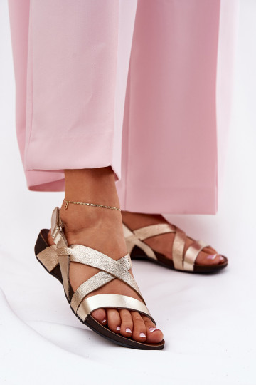 rovná sa Dámske sandále Dámske Zazoo 40032 zlatej farby 2