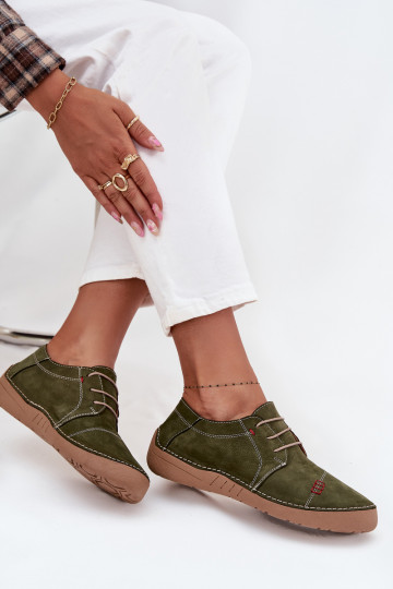 Kožené topánky DámskePrzeszyciami Artiker 57C2112 zelená farba