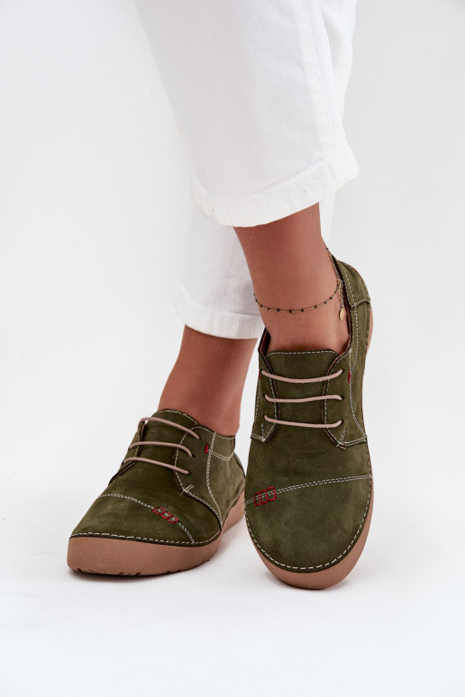 Kožené topánky DámskePrzeszyciami Artiker 57C2112 zelená farba