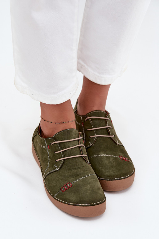 Kožené topánky DámskePrzeszyciami Artiker 57C2112 zelená farba