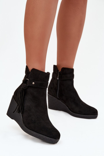 zahriať sa Dámske čižmy Zapnuté INedge so strapcami čierna Olivarae