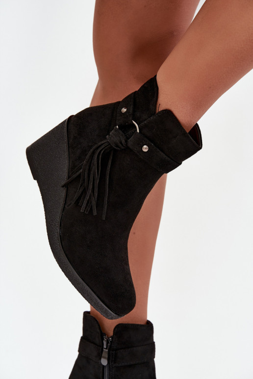 zahriať sa Dámske čižmy Zapnuté INedge so strapcami čierna Olivarae zahriať sa Dámske čižmy Zapnuté INedge so strapcami čierna Olivarae