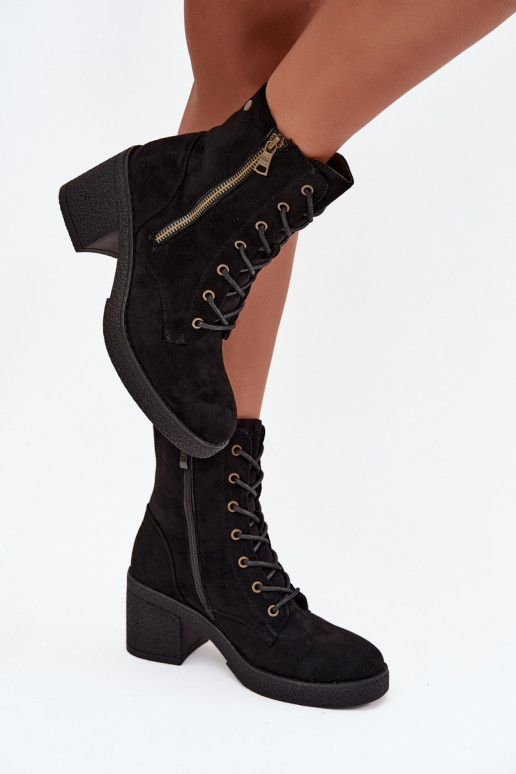 zahriať sa Dámske čižmy So šnurovaním a zipsyami čierna Paressa