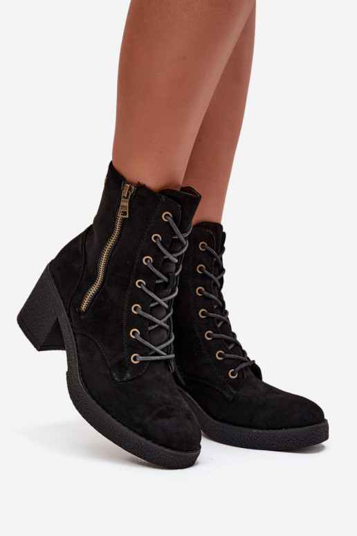 zahriať sa Dámske čižmy So šnurovaním a zipsyami čierna Paressa