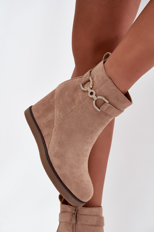 Dámske čižmy Zapnuté INedge S Ornatem Detalem béžová Márivana