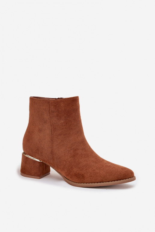 Dámske čižmy s podpätkami Ze zlatej farbym Element zahriať sa Hnedá farba Nolessa