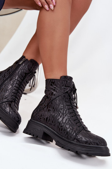 Kožené Pracovné členkové topánky Dámske zahriať sa Zapnuté Hrad Artiker 57C2257 čierna