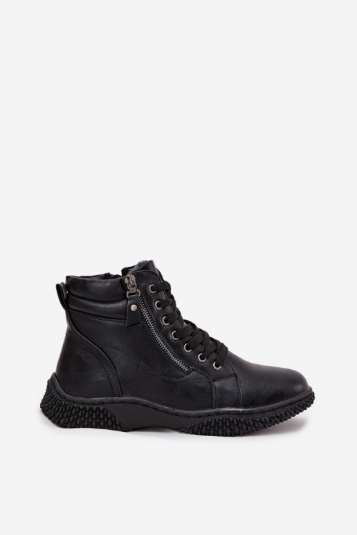 Dámske čižmy zahriať sa s kožušinou vo vnútri z eko kože čierna Ulverina