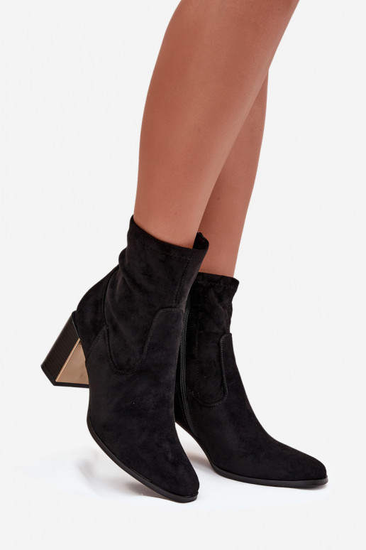 Dámske čižmy Ze zlatej farbym Element zahriať sa čierna Amelisse