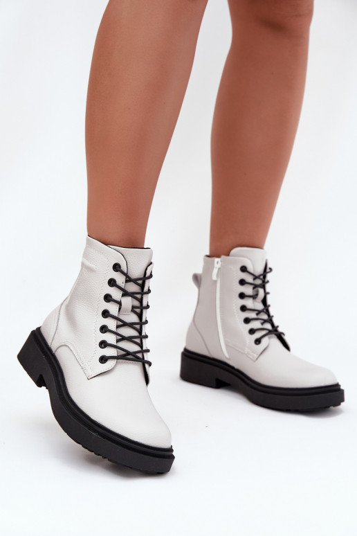 zahriať sa Dámske čižmyZapnutéturalnej Skóry Sergio Leone BT25248-S biela farba