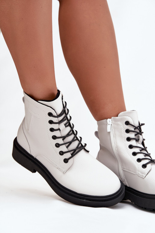 zahriať sa Dámske čižmyZapnutéturalnej Skóry Sergio Leone BT25248-S biela farba