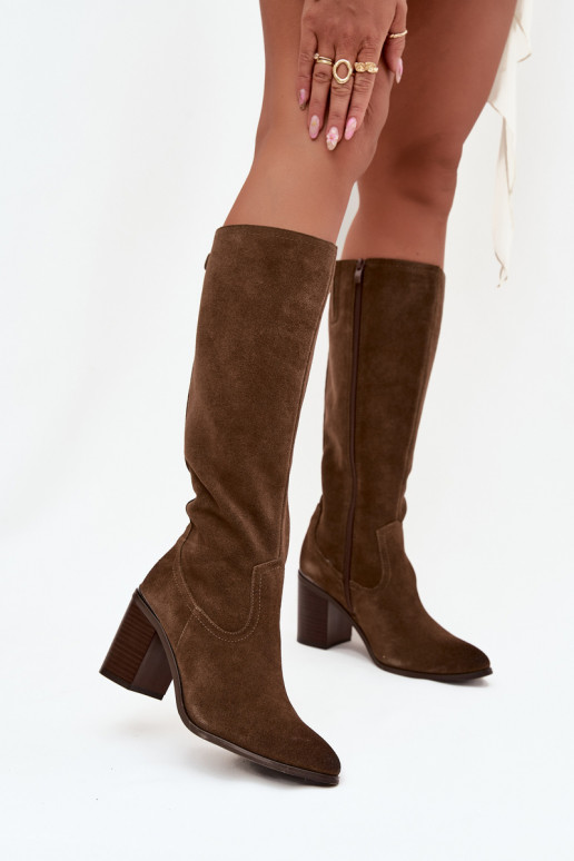 dámske čižmyZapnutéturalnego zo semišuu zahriať sa Obcas Słupek Sergio Leone KZ25668-S zelená farba