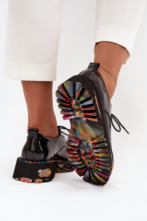 s lakovým efektom Kožené topánky Dámske Artiker 57C0172 čierna