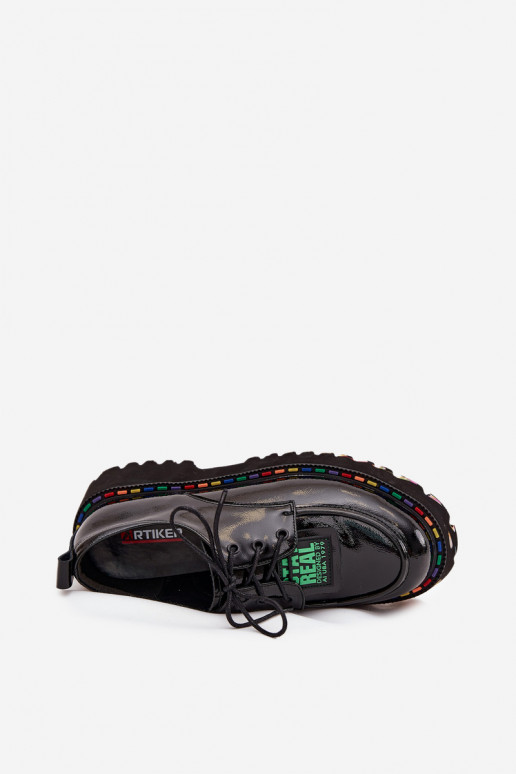 s lakovým efektom Kožené topánky Dámske Artiker 57C0172 čierna