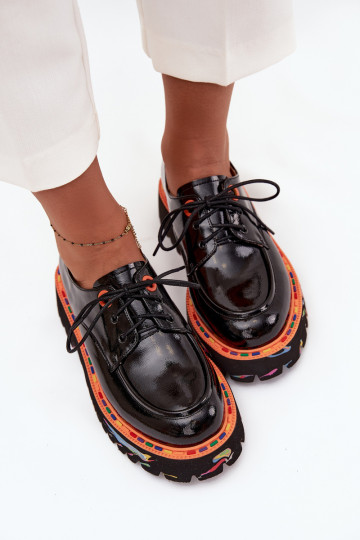 Kožené topánky Dámske s lakovým efektom Artiker 57C0176 čierna 2