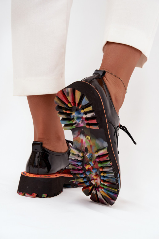 Kožené topánky Dámske s lakovým efektom Artiker 57C0176 čierna