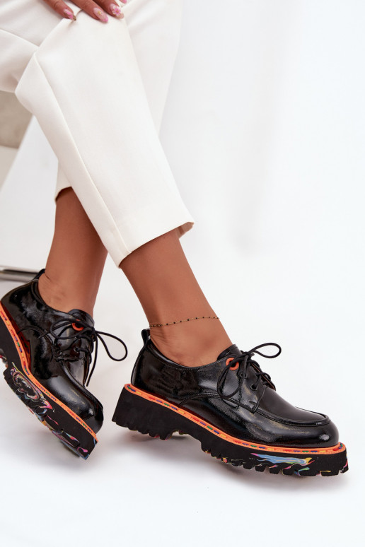 Kožené topánky Dámske s lakovým efektom Artiker 57C0176 čierna