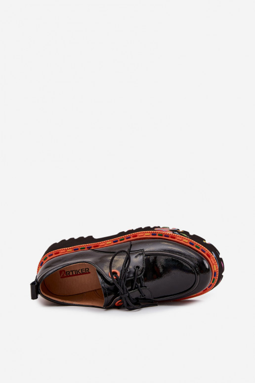 Kožené topánky Dámske s lakovým efektom Artiker 57C0176 čierna