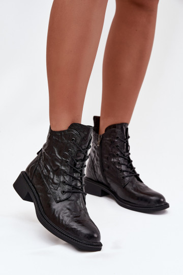 Dámske čižmyZapnutéturalnej Skóry zahriať sa Artiker 57C1006 čierna