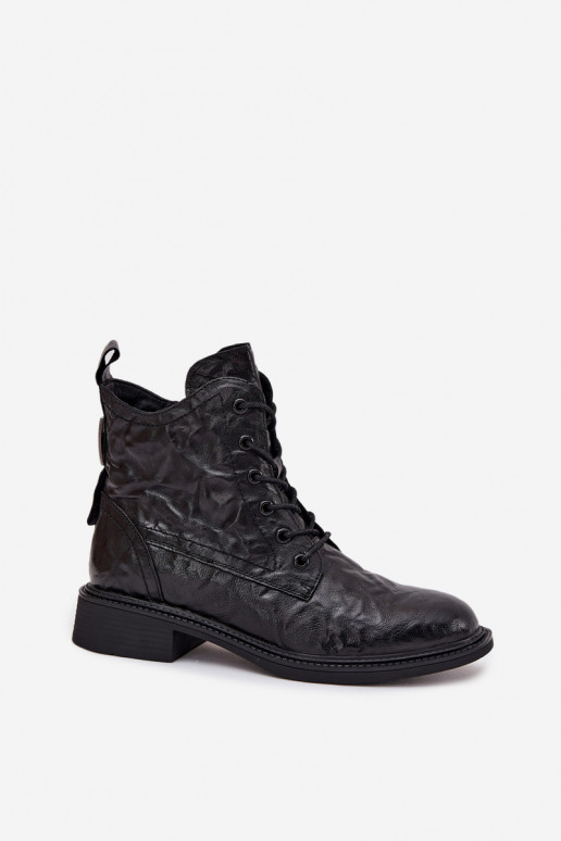 Dámske čižmyZapnutéturalnej Skóry zahriať sa Artiker 57C1006 čierna