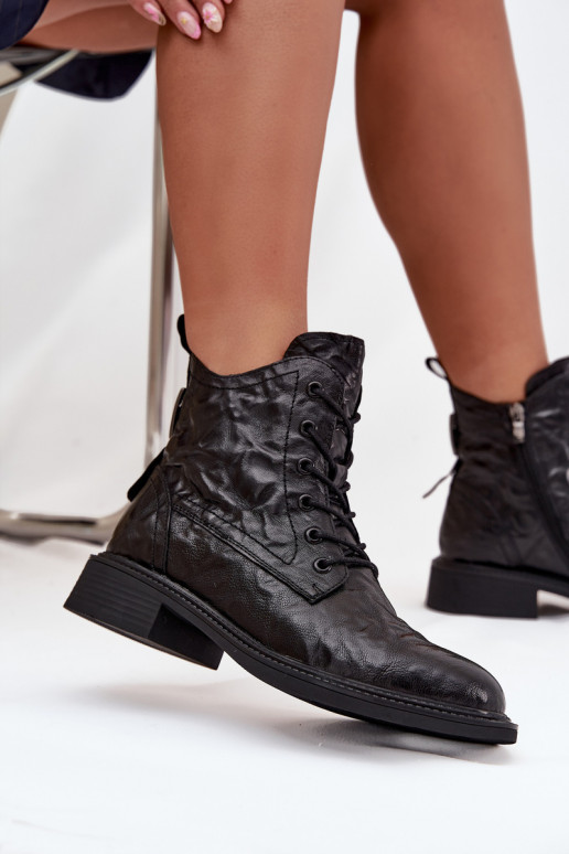 Dámske čižmyZapnutéturalnej Skóry zahriať sa Artiker 57C1006 čierna