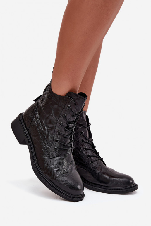 Dámske čižmyZapnutéturalnej Skóry zahriať sa Artiker 57C1006 čierna