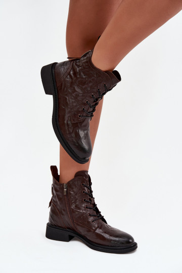 Dámske čižmyZapnutéturalnej Skóry zahriať sa Artiker 57C1005 CzekoladoIne