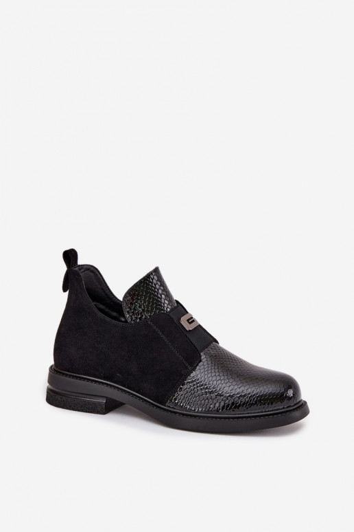 s lakovým efektom nízke podpätky pre ženy s podpätkami zahriať sa Vinceza 58560 čierna