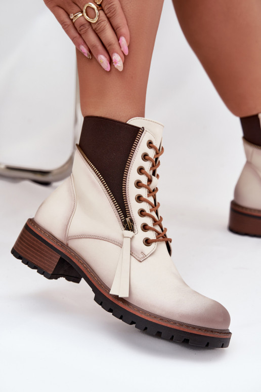 Dámske čižmy zahriať sa Zapnuté Klocku Vinceza 58559 béžová