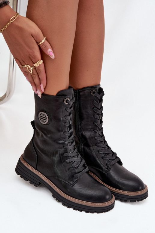 Pracovné členkové topánky Dámske S Ornatem Detalem zahriať sa čierna Dorialine