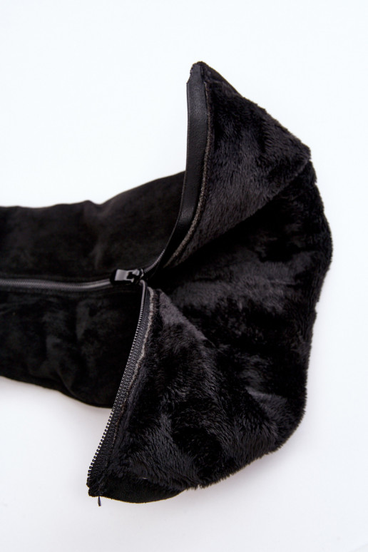 dámske čižmy zo semišu s platformou S.Barski HY53-8 čierna dámske čižmy zo semišu s platformou S.Barski HY53-8 čierna