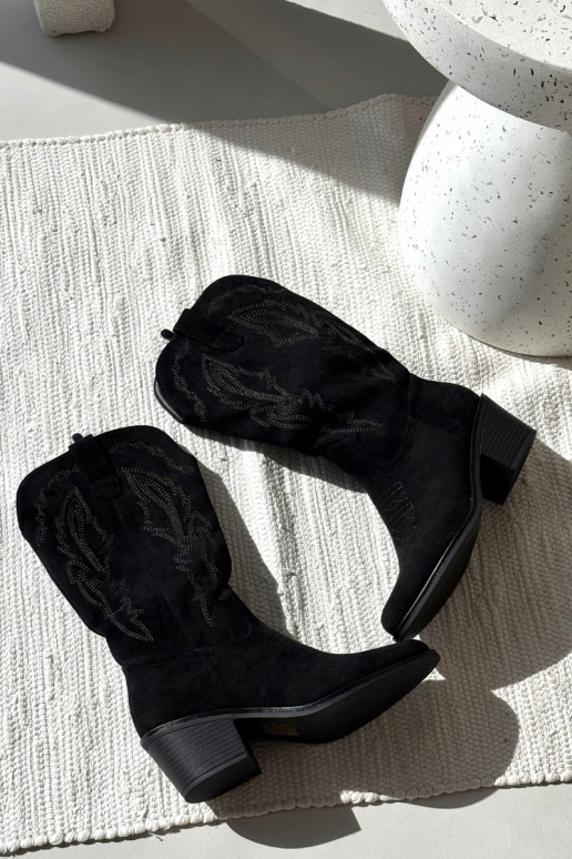 dámske vysoké cowboyské topánky s podpätkami zateplené Vinceza 16508 v čiernej farbe dámske vysoké cowboyské topánky s podpätkami zateplené Vinceza 16508 v čiernej farbe