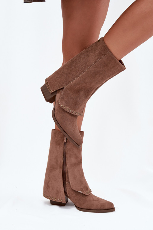 Teplé vysoké čižmy s vystuženou hornou časťou Vinceza 16516 pieskovej farby Teplé vysoké čižmy s vystuženou hornou časťou Vinceza 16516 pieskovej farby