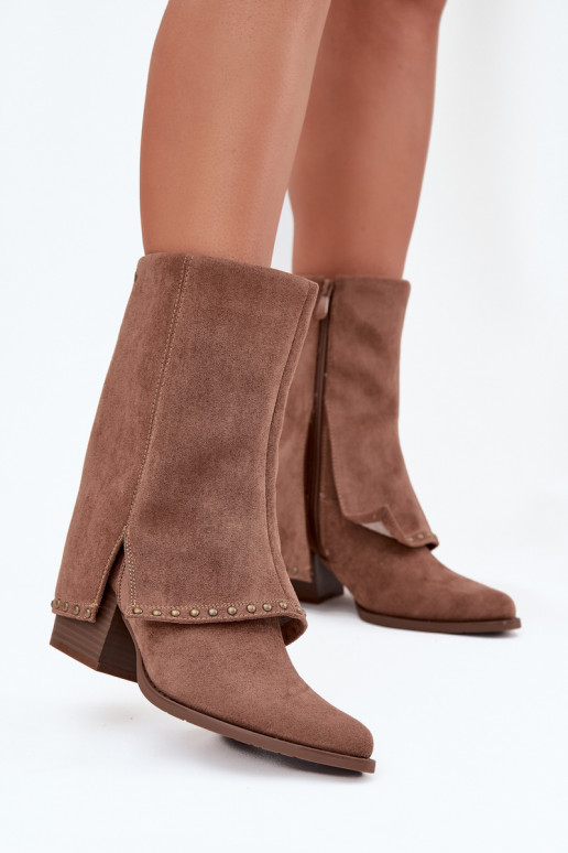 Teplé vysoké čižmy s vystuženou hornou časťou Vinceza 16516 pieskovej farby Teplé vysoké čižmy s vystuženou hornou časťou Vinceza 16516 pieskovej farby