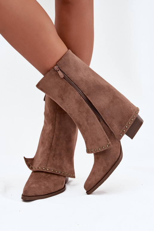 Teplé vysoké čižmy s vystuženou hornou časťou Vinceza 16516 pieskovej farby Teplé vysoké čižmy s vystuženou hornou časťou Vinceza 16516 pieskovej farby