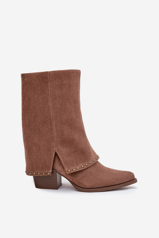 Teplé vysoké čižmy s vystuženou hornou časťou Vinceza 16516 pieskovej farby Teplé vysoké čižmy s vystuženou hornou časťou Vinceza 16516 pieskovej farby