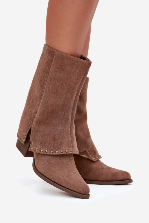 Teplé vysoké čižmy s vystuženou hornou časťou Vinceza 16516 pieskovej farby Teplé vysoké čižmy s vystuženou hornou časťou Vinceza 16516 pieskovej farby