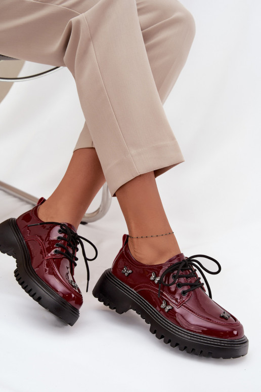 s lakovým efektom Kožené topánky DámskePrzypinkami Artiker 57C0336 bordová