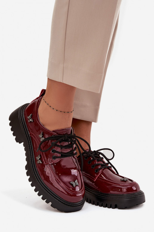 s lakovým efektom Kožené topánky DámskePrzypinkami Artiker 57C0336 bordová