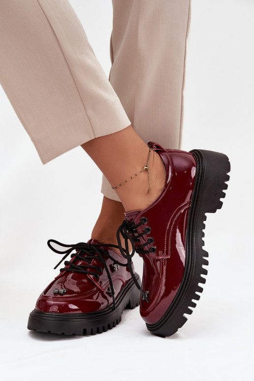 s lakovým efektom Kožené topánky DámskePrzypinkami Artiker 57C0336 bordová