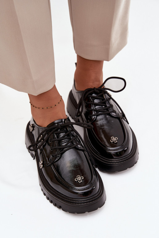 s lakovým efektom Kožené topánky DámskePrzypinkami Artiker 57C0333 čierna