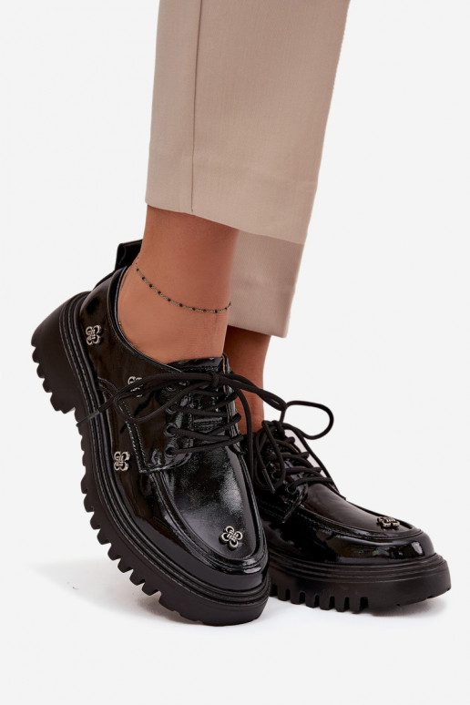 s lakovým efektom Kožené topánky DámskePrzypinkami Artiker 57C0333 čierna