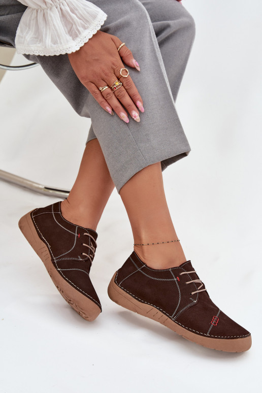 Kožené topánky DámskePrzeszyciami Artiker 57C2114 Hnedá farba