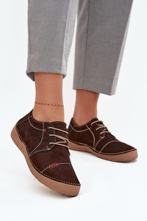 Kožené topánky DámskePrzeszyciami Artiker 57C2114 Hnedá farba