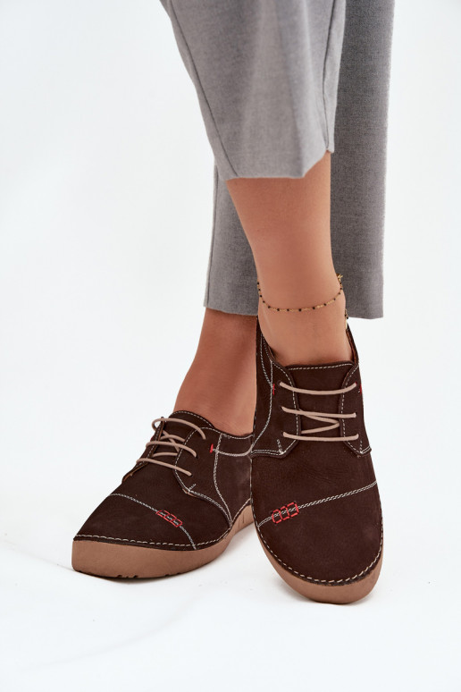 Kožené topánky DámskePrzeszyciami Artiker 57C2114 Hnedá farba