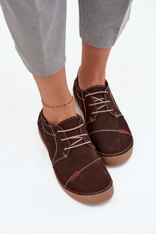 Kožené topánky DámskePrzeszyciami Artiker 57C2114 Hnedá farba