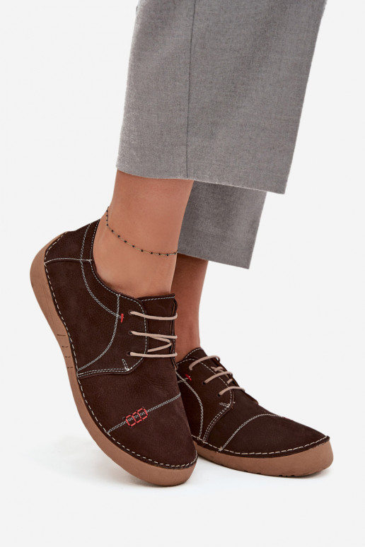 Kožené topánky DámskePrzeszyciami Artiker 57C2114 Hnedá farba