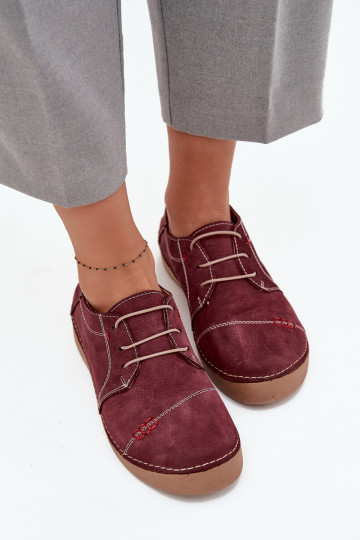 Kožené topánky DámskePrzeszyciami Artiker 57C2111 bordová